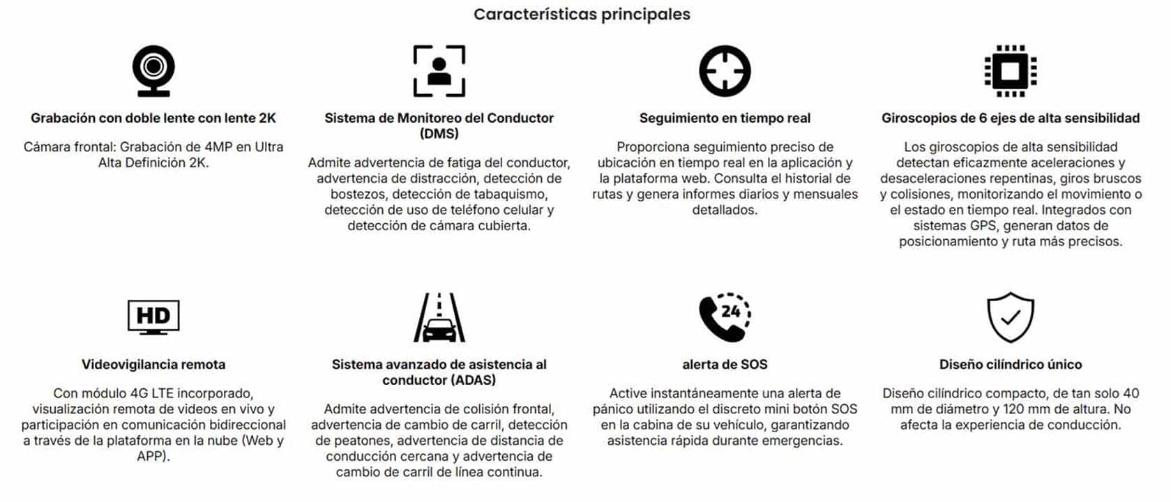 Cámara telemática para vehículos profesionales MC201 (GPS, Wifi y 4G)