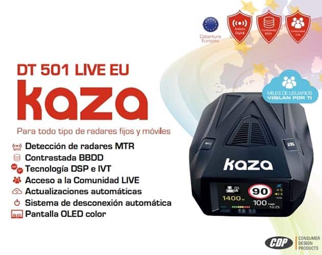 Detector y Avisador de Radares Kaza DT-501 Live Europa
