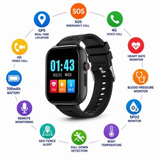 Smartwatch K-141 4G con localización GPS, monitor de estado de salud, SOS y voz bidireccional