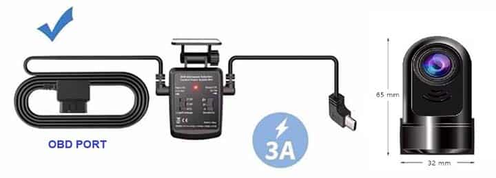 Mini-Dashcam Full HD Parking Eye con Kit Radar OBD/ACC antivandalismo