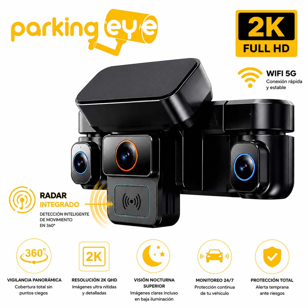 Dashcam Parking Eye 360º 2K antivandalismo con Radar de vigilancia integrado
