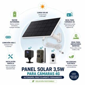 Panel solar 3,5 w para cámaras 4G