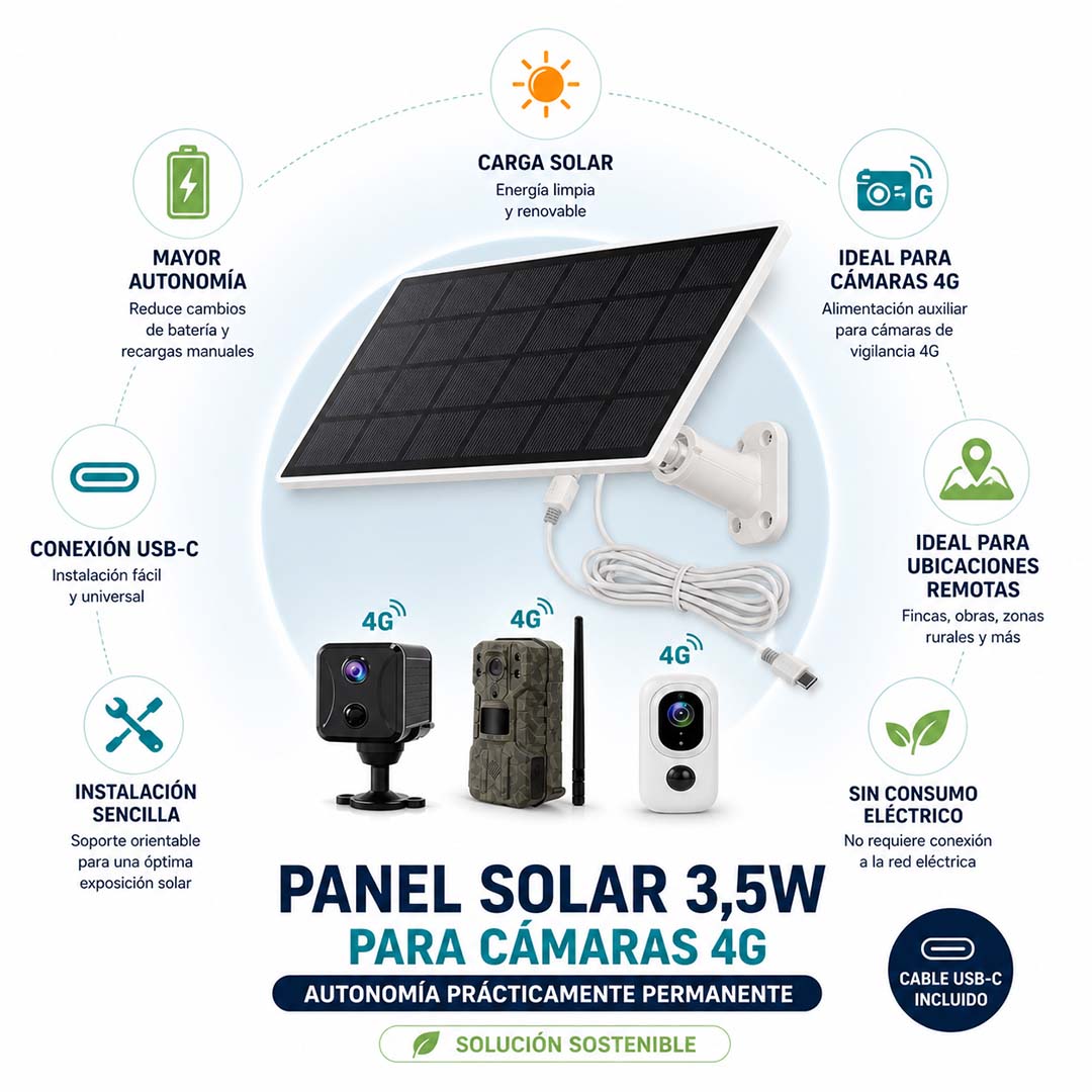 Panel solar 3,5 w para cámaras 4G