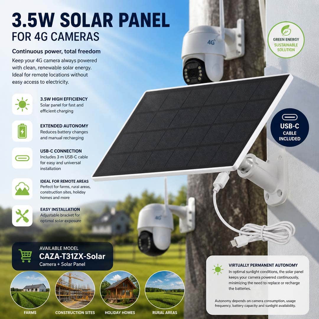 Panel solar 3,5 w para cámaras 4G