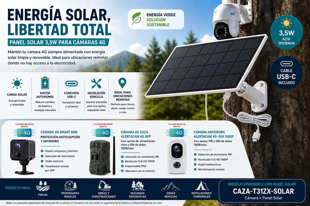 Panel solar 3,5 w para cámaras 4G